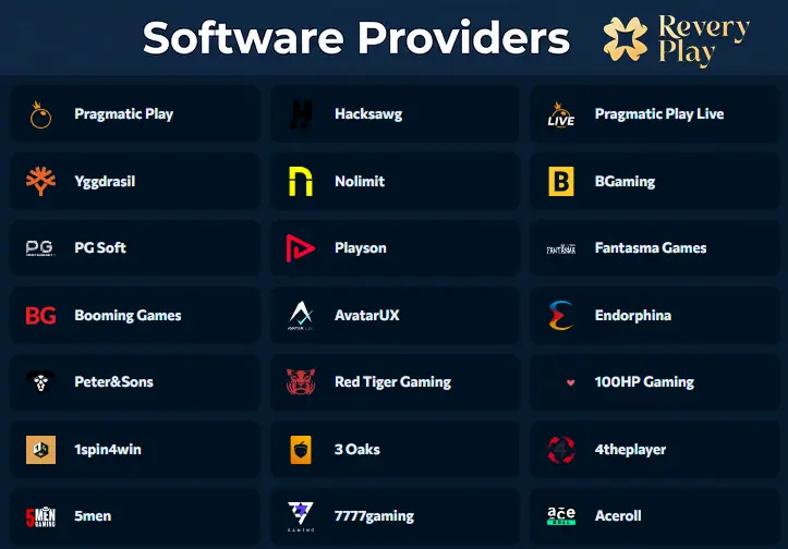 Logos for Revery Play providers to confirm software quality