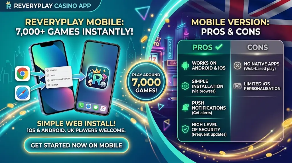 Smartphone with ReveryPlay game on mobile showing app