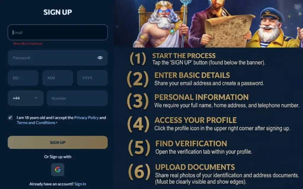Signup form at ReveryPlay to show fast verification